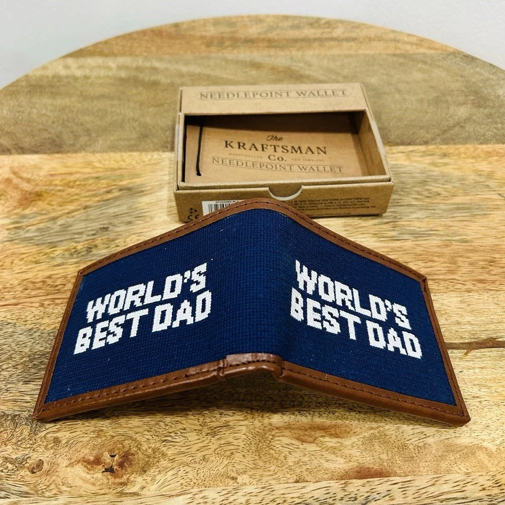 The Kraftsman Co Needlepoint World's Best Dad Wallet New